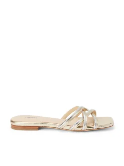 L'AGENCE Spring Collection|Sandals & Wedges|Abelle Flat Sandal Gold/Silver Crackle