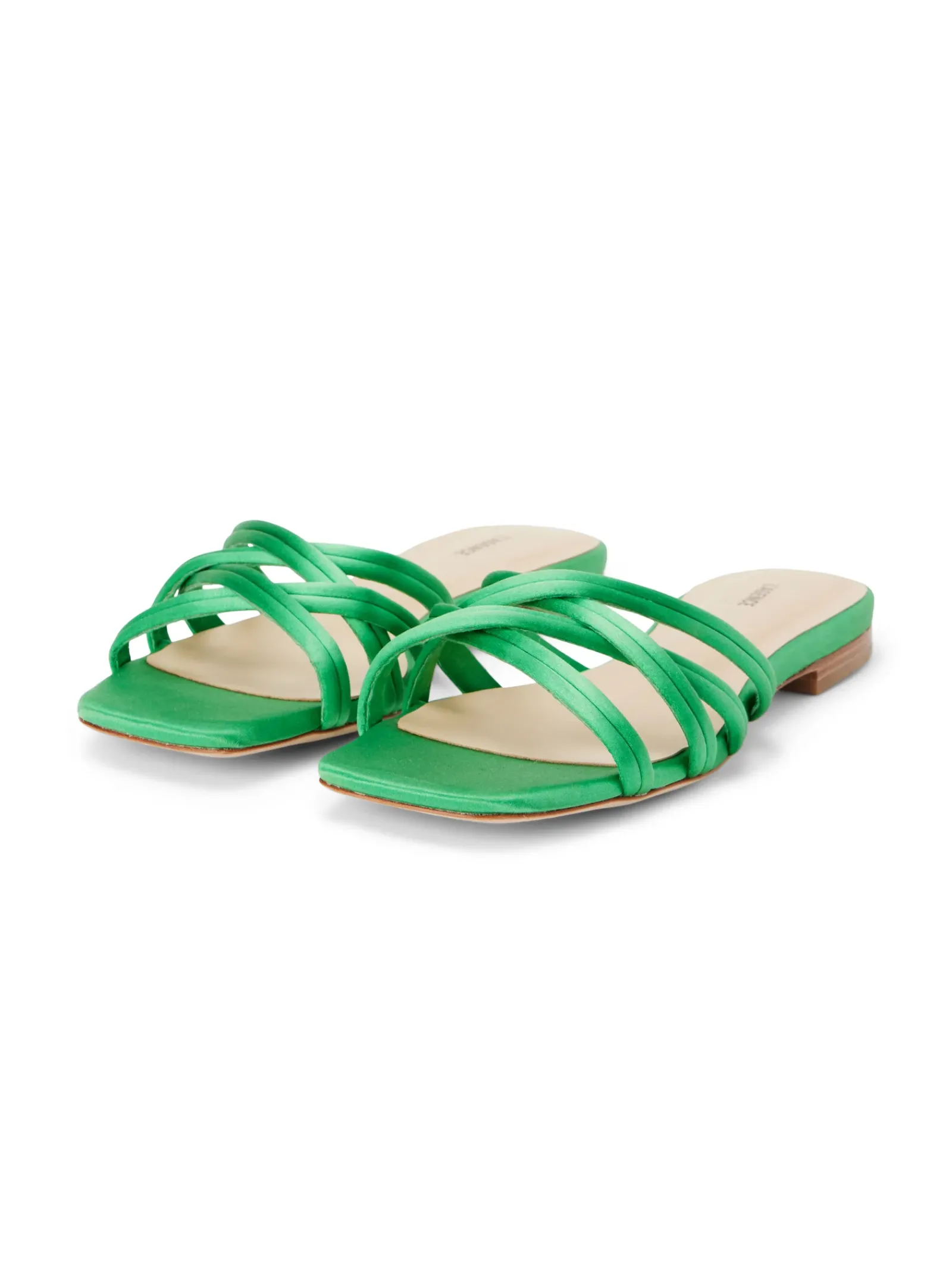 L'AGENCE Spring Collection|Sandals & Wedges|Abelle Satin Flat Sandal Amazon Green Satin