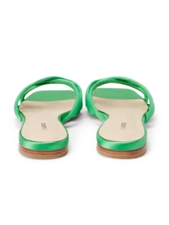 L'AGENCE Spring Collection|Sandals & Wedges|Abelle Satin Flat Sandal Amazon Green Satin