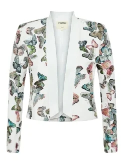 L'AGENCE Back in Stock|Print Edition|Ace Embroidered Jacket Ivory Multi Butterfly Embroidery