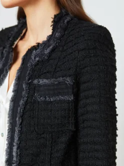 L'AGENCE All Things Black|Blazers & Jackets|Agnes Tweed Denim Jacket Black/Washed Black