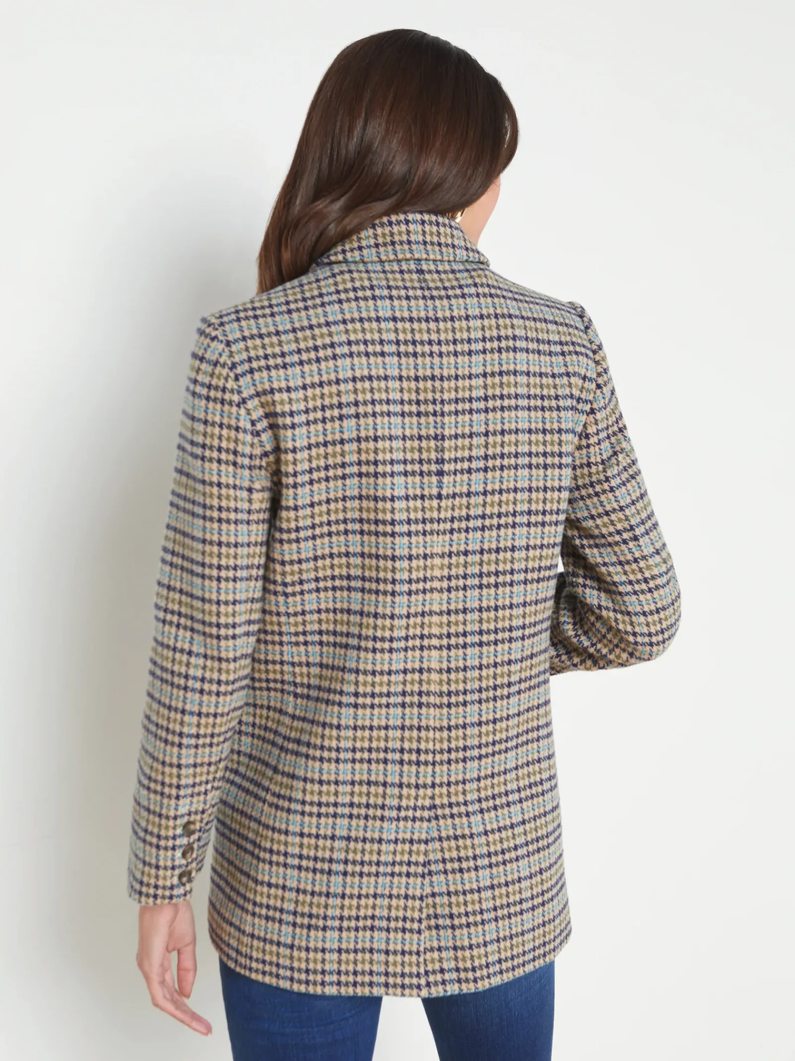 L'AGENCE Spring Collection|Blazers & Jackets|Aimee Oversized Boyfriend Blazer Almond Multi Houndstooth