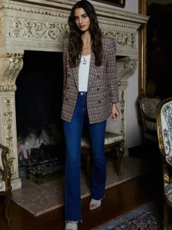 L'AGENCE Spring Collection|Blazers & Jackets|Aimee Oversized Boyfriend Blazer Almond Multi Houndstooth