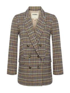 L'AGENCE Spring Collection|Blazers & Jackets|Aimee Oversized Boyfriend Blazer Almond Multi Houndstooth