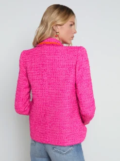 L'AGENCE Spring Collection|Best Sellers|Alectra Textured Tweed Jacket Rhodamine/Glow Orange