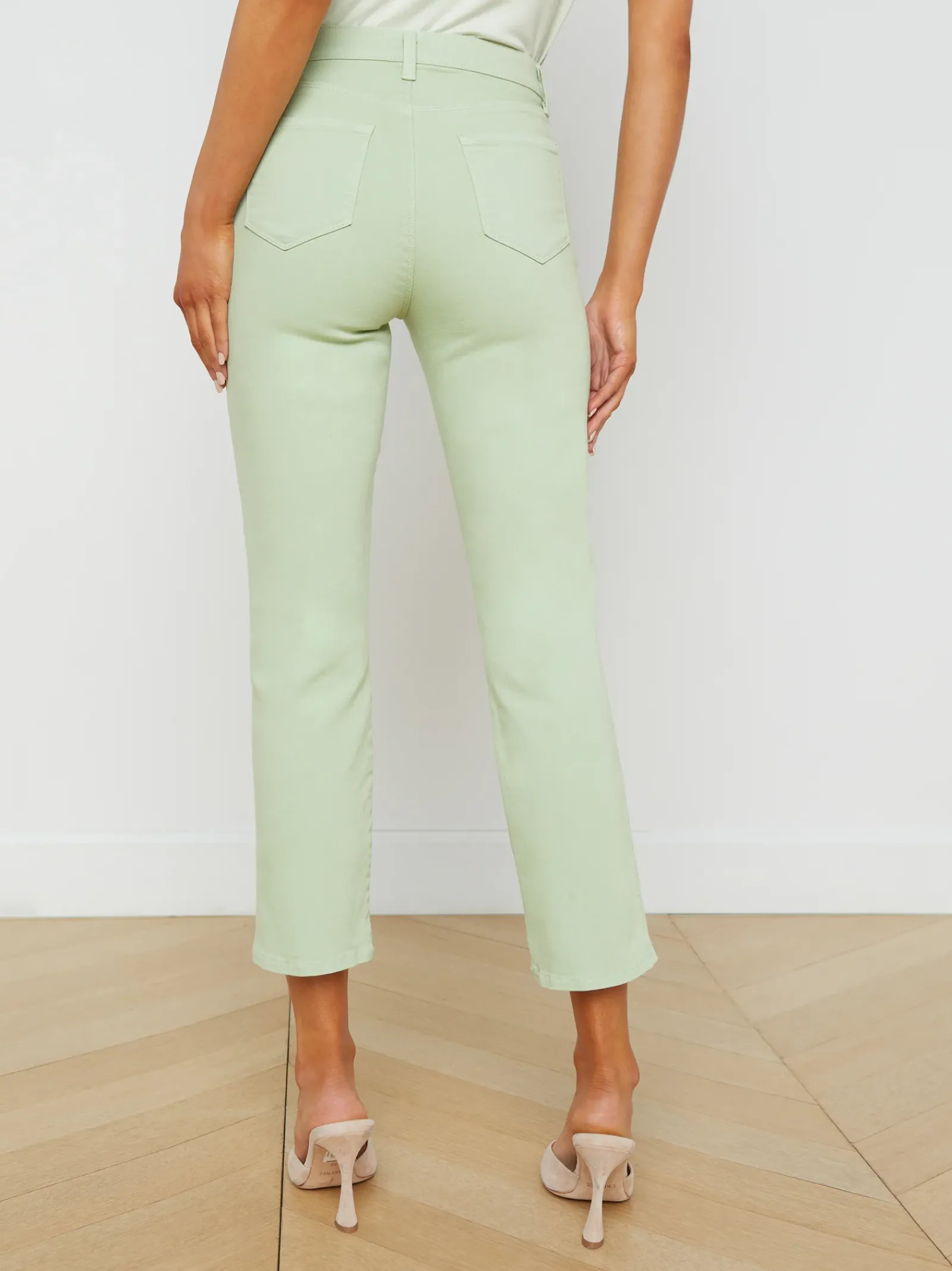 L'AGENCE Petite|Straight|Alexia Cropped Cigarette Jean Laurel Green