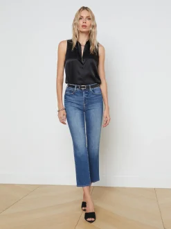 L'AGENCE Petite|Straight|Alexia Cropped Cigarette Jean Cambridge