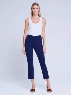 L'AGENCE Petite|Straight|Alexia Cropped Cigarette Jean Midnight