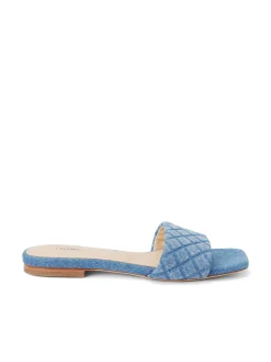 L'AGENCE Spring Collection|Sandals & Wedges|Aloise Denim Slide Sandal Light Blue Denim
