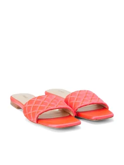 L'AGENCE Spring Collection|Sandals & Wedges|Aloise Satin Slide Sandal Neon Coral Satin
