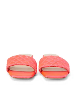 L'AGENCE Spring Collection|Sandals & Wedges|Aloise Satin Slide Sandal Neon Coral Satin