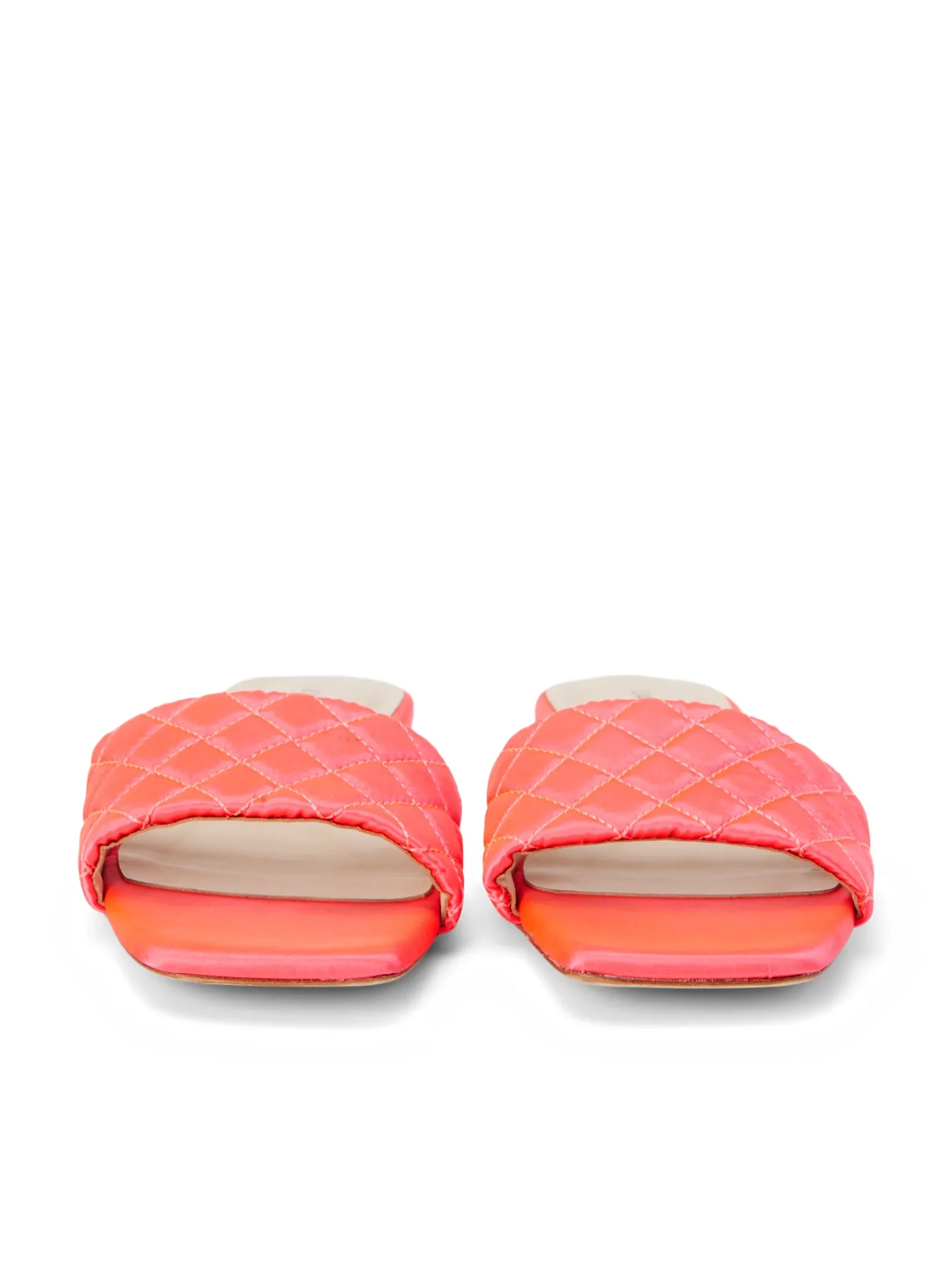 L'AGENCE Spring Collection|Sandals & Wedges|Aloise Satin Slide Sandal Neon Coral Satin