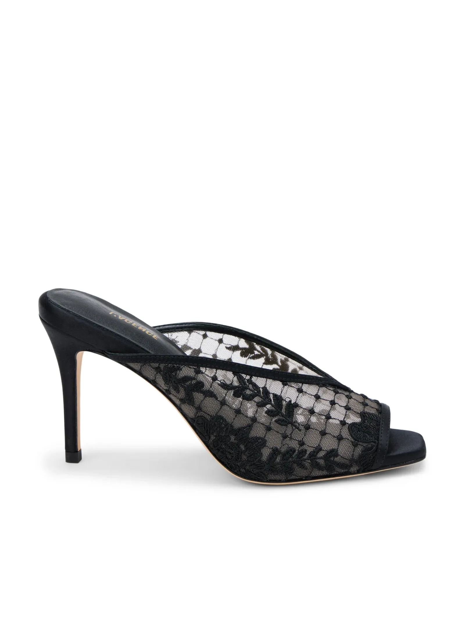L'AGENCE All Things Black|Amelie Open Toe Mule Black Lace/Satin