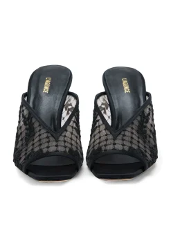 L'AGENCE All Things Black|Amelie Open Toe Mule Black Lace/Satin