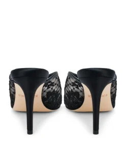 L'AGENCE All Things Black|Amelie Open Toe Mule Black Lace/Satin