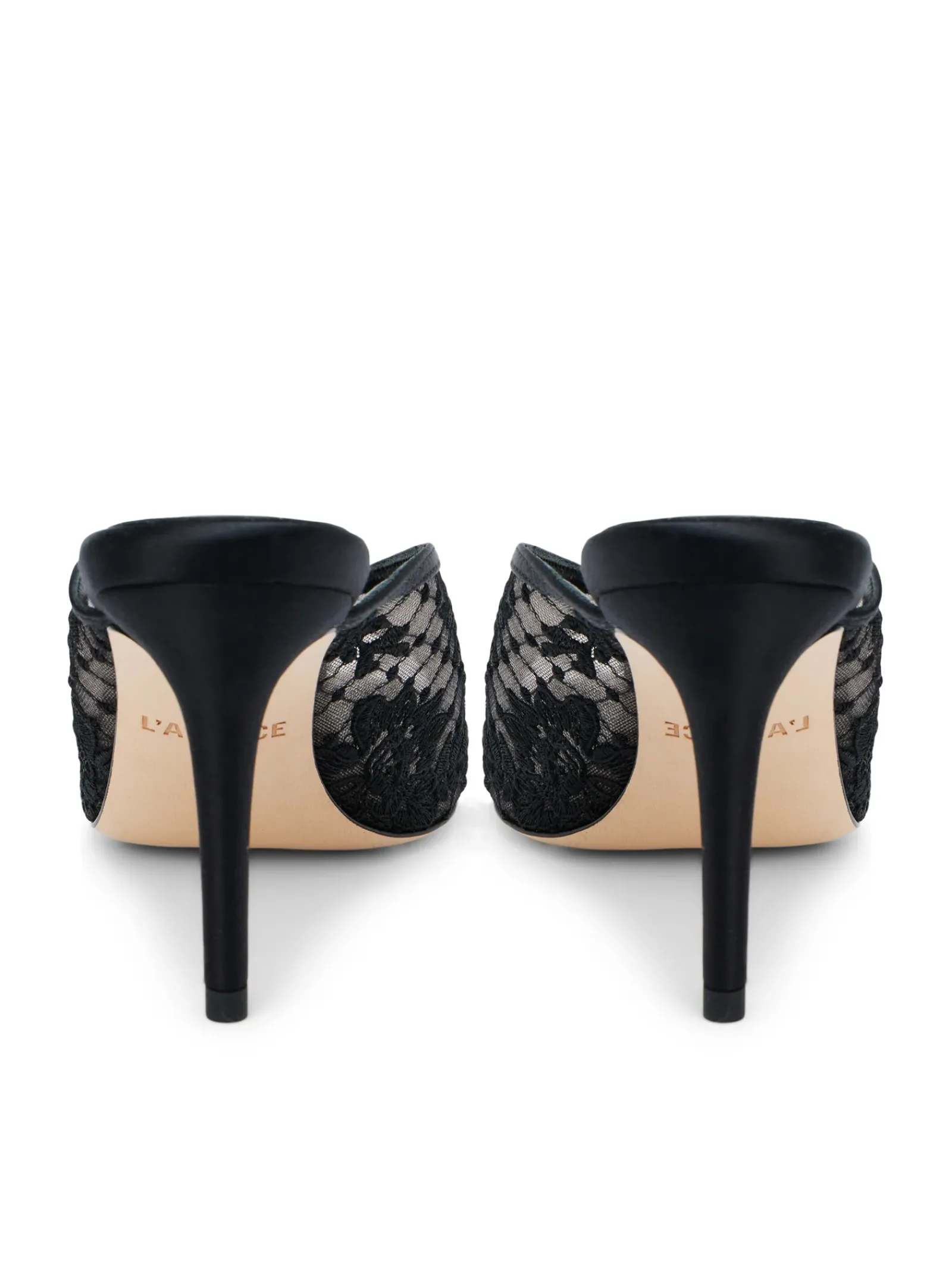 L'AGENCE All Things Black|Amelie Open Toe Mule Black Lace/Satin
