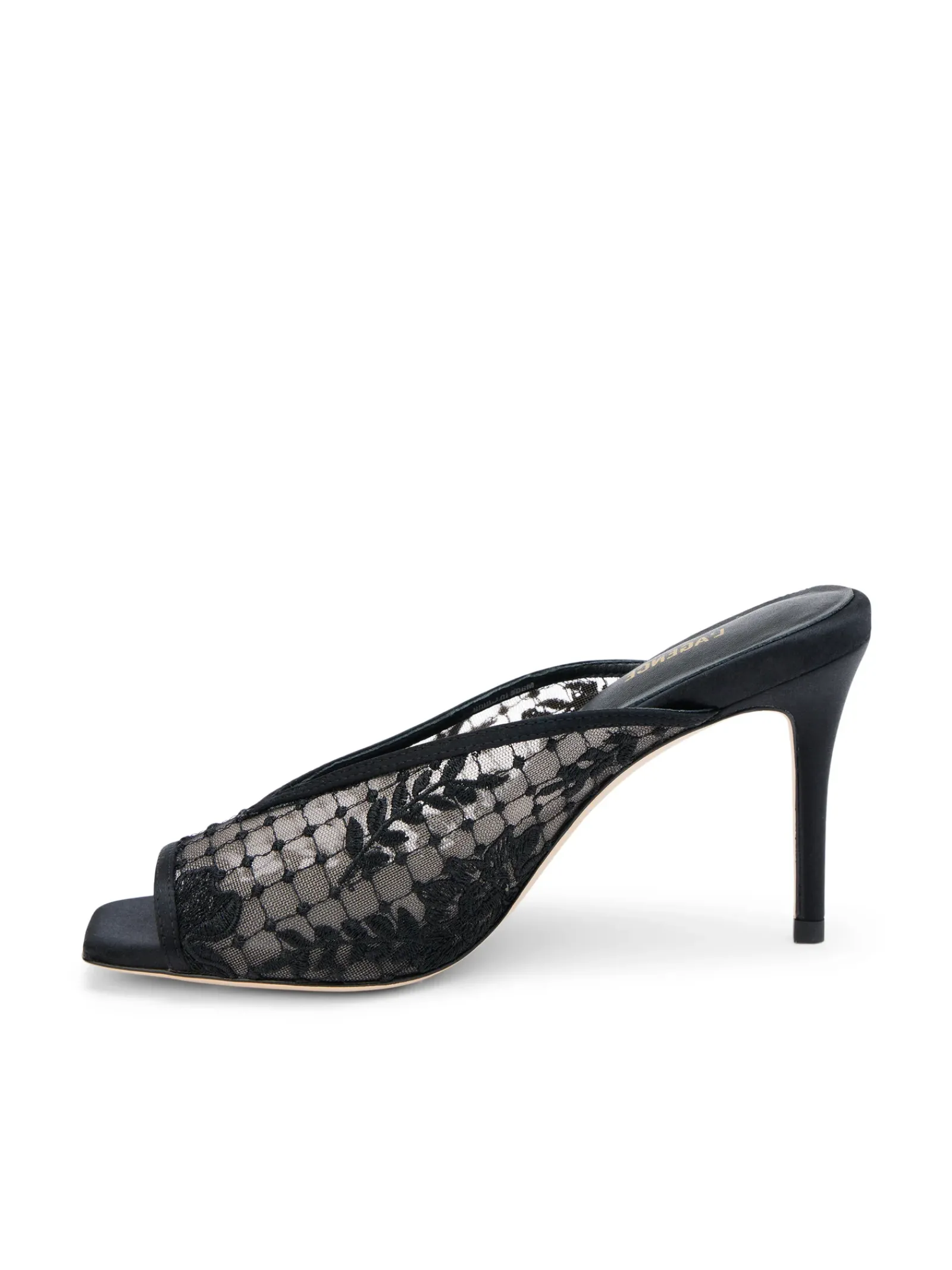 L'AGENCE All Things Black|Amelie Open Toe Mule Black Lace/Satin