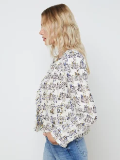 L'AGENCE Resort Collection|Maternity|Angelina Tweed Blazer Ivory Multi Tweed Plaid