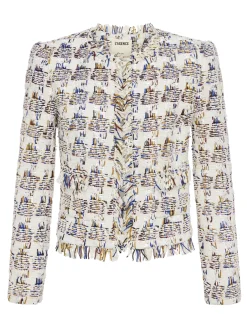 L'AGENCE Resort Collection|Maternity|Angelina Tweed Blazer Ivory Multi Tweed Plaid