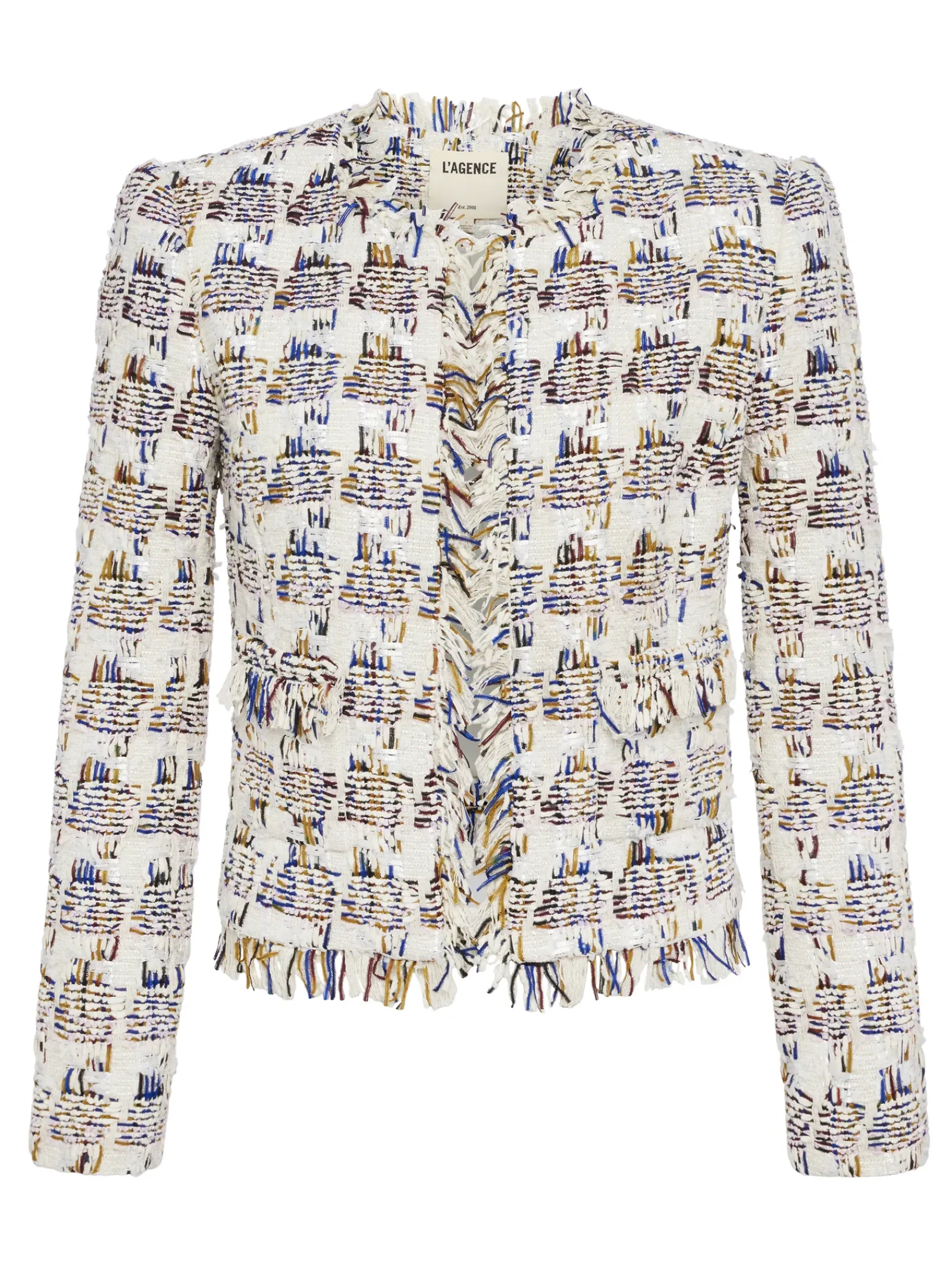 L'AGENCE Resort Collection|Maternity|Angelina Tweed Blazer Ivory Multi Tweed Plaid
