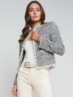 L'AGENCE Spring Collection|Blazers & Jackets|Angelina Tweed Jacket Ecru/Black/Metallic