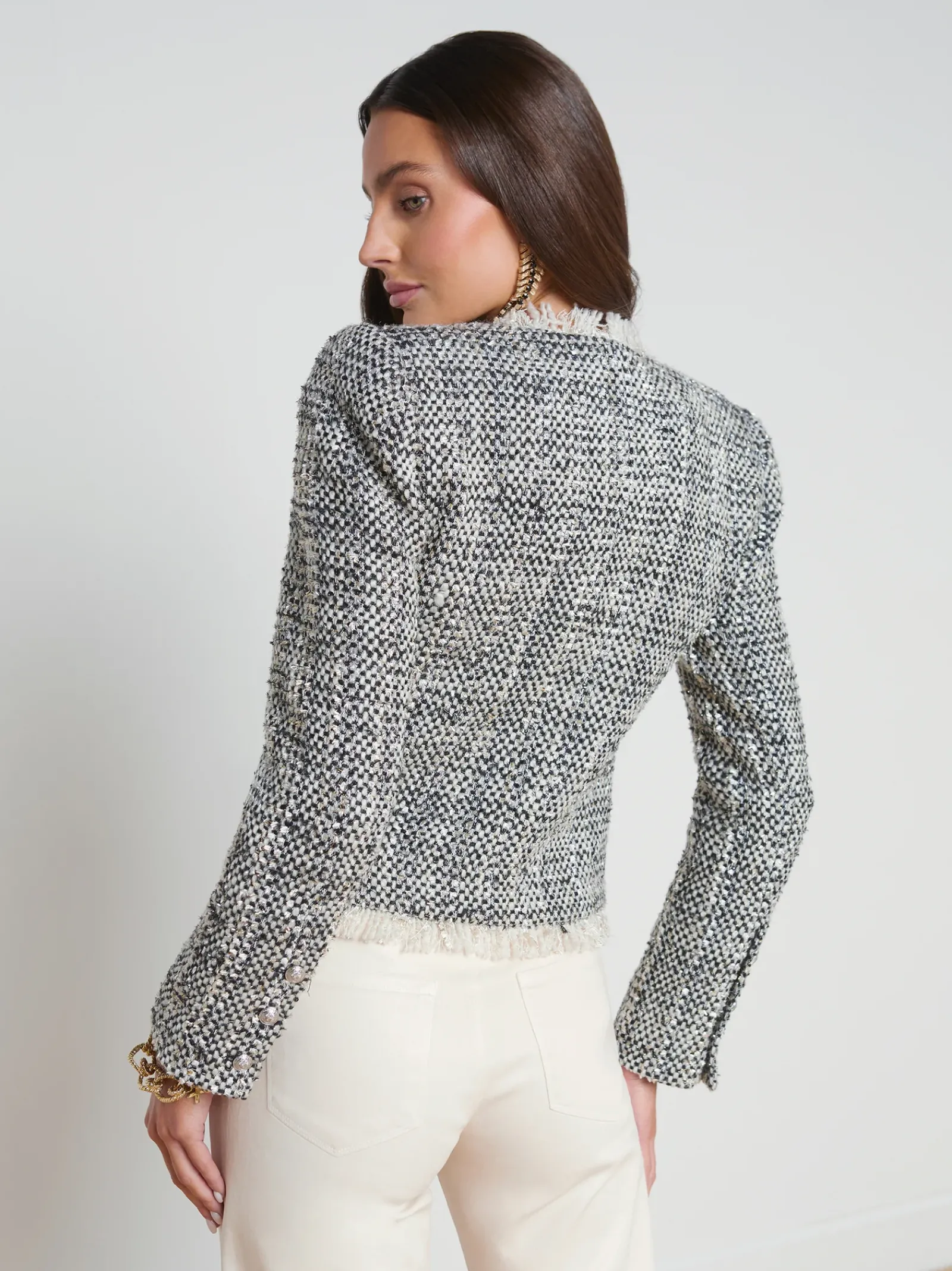 L'AGENCE Spring Collection|Blazers & Jackets|Angelina Tweed Jacket Ecru/Black/Metallic