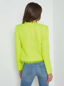 L'AGENCE Spring Collection|Blazers & Jackets|Angelina Tweed Jacket Neon Citrus