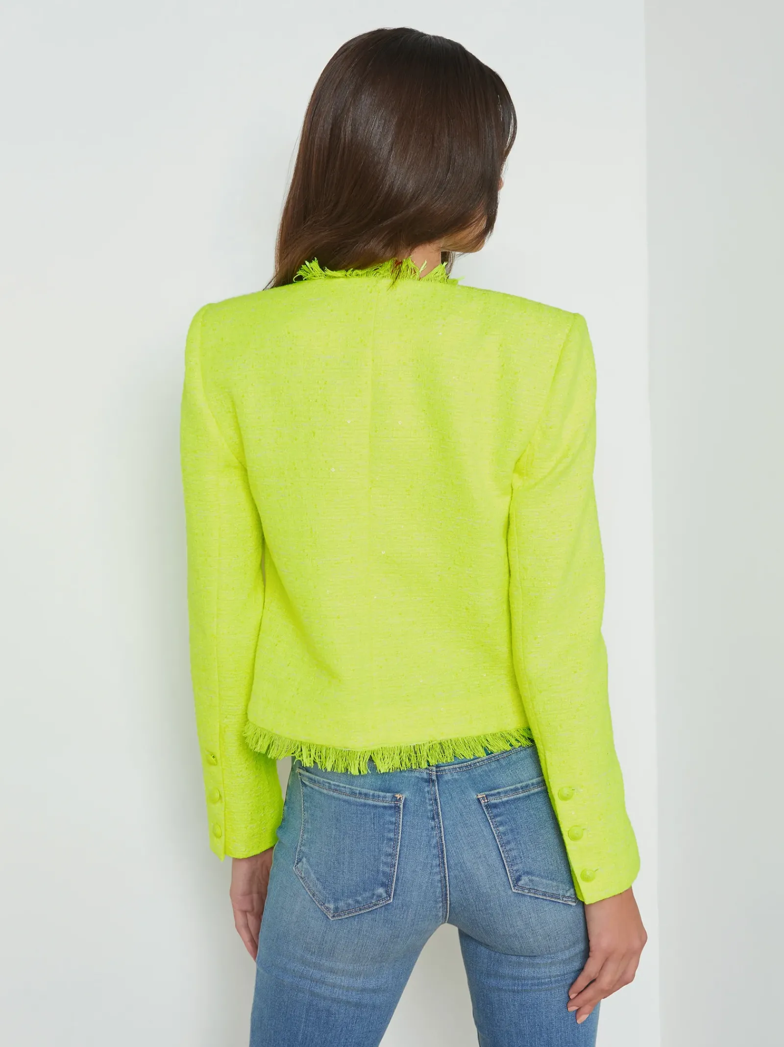 L'AGENCE Spring Collection|Blazers & Jackets|Angelina Tweed Jacket Neon Citrus
