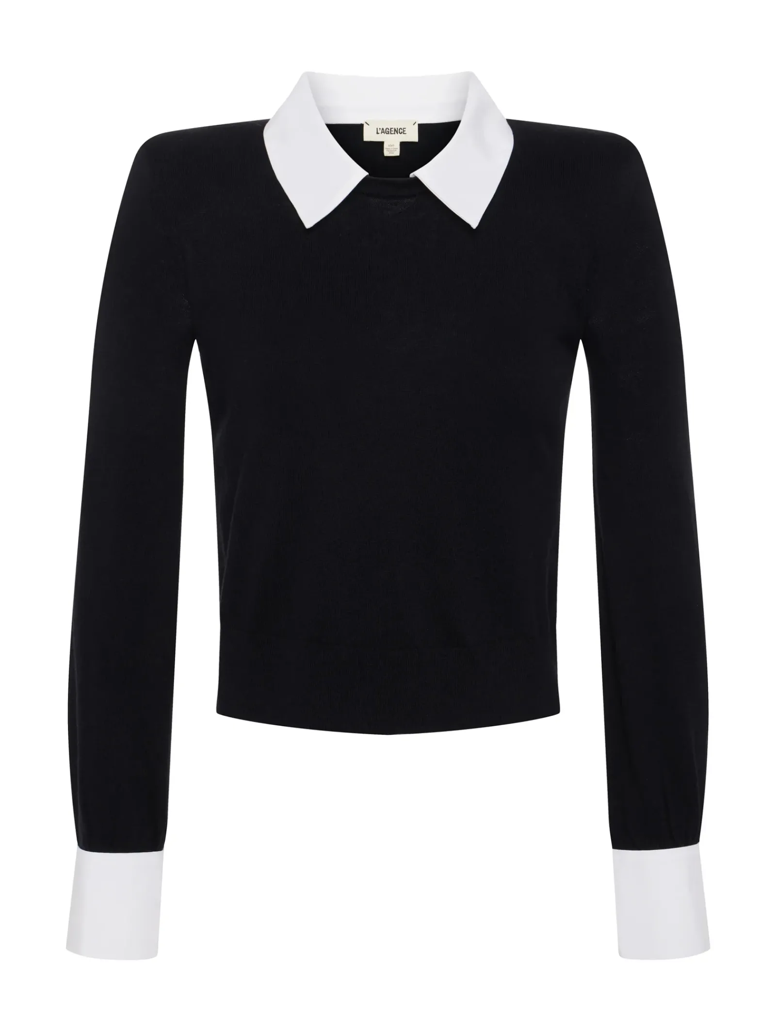 L'AGENCE All Things Black|Spring Collection|April Cufflink Detail Pullover Black/White