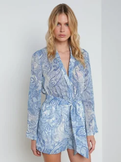 L'AGENCE Spring '24 Catalog|Print Edition|Arabell Romper Ivory/Blue Decorated Paisley