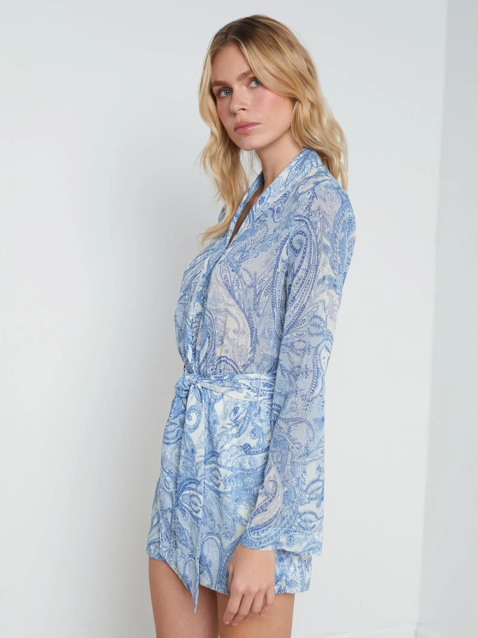 L'AGENCE Spring '24 Catalog|Print Edition|Arabell Romper Ivory/Blue Decorated Paisley
