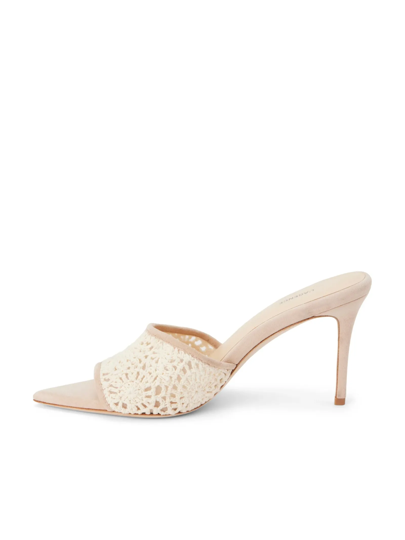 L'AGENCE Spring Collection|Mules|Armande Crochet Mule Ecru/Pecan Crochet