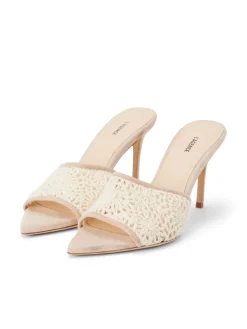 L'AGENCE Spring Collection|Mules|Armande Crochet Mule Ecru/Pecan Crochet