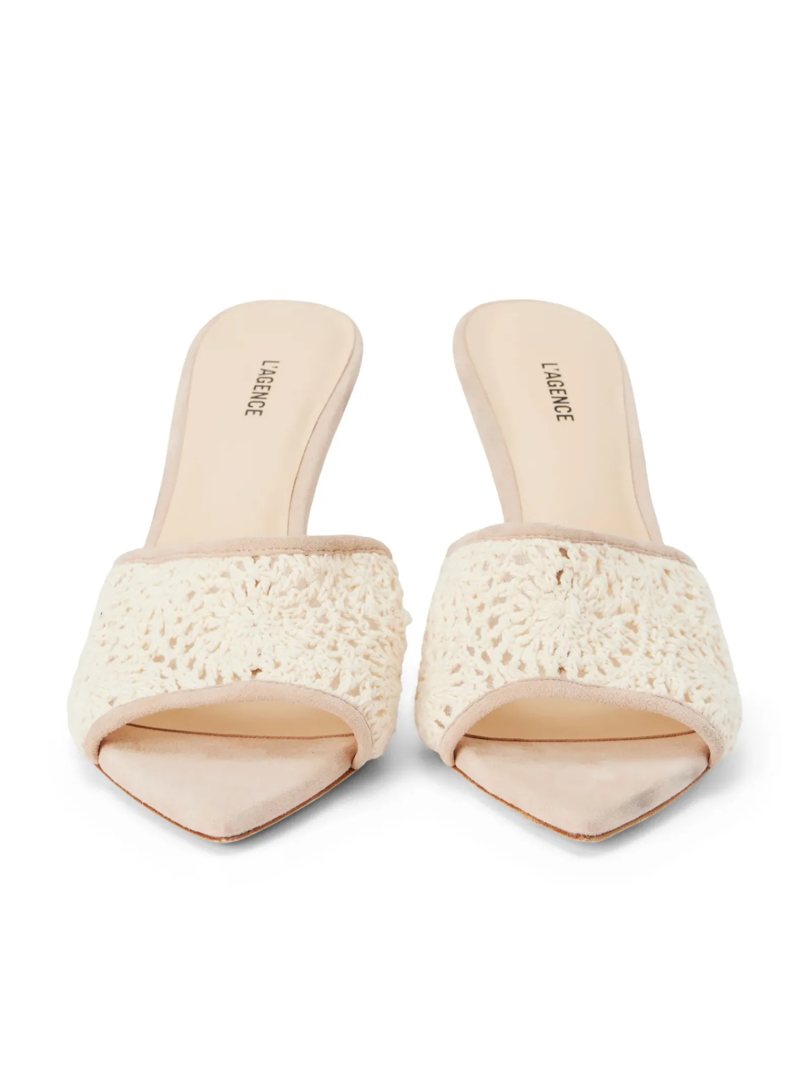 L'AGENCE Spring Collection|Mules|Armande Crochet Mule Ecru/Pecan Crochet
