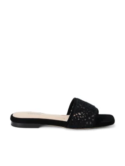 L'AGENCE Spring Collection|Sandals & Wedges|Armelle Crochet Slide Sandal Black Crochet