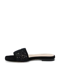 L'AGENCE Spring Collection|Sandals & Wedges|Armelle Crochet Slide Sandal Black Crochet