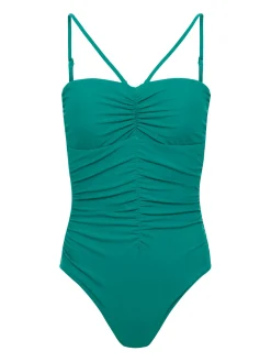 L'AGENCE Spring Collection|Swimwear|Aubrey Ruched One-Piece Swimsuit Emerald