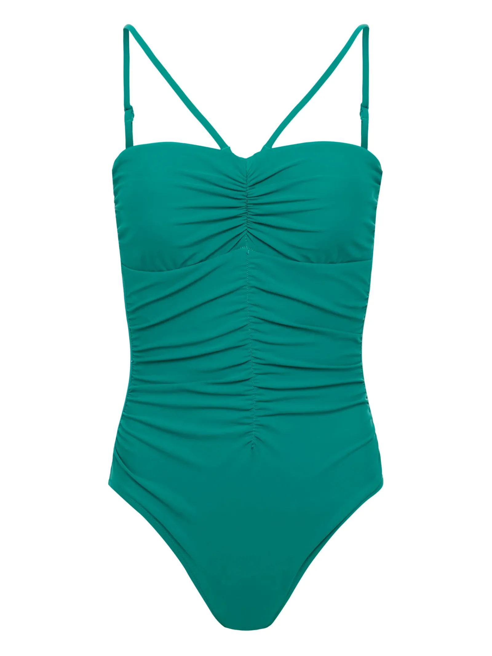 L'AGENCE Spring Collection|Swimwear|Aubrey Ruched One-Piece Swimsuit Emerald