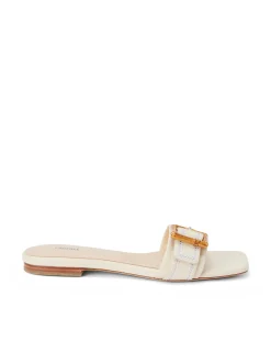 L'AGENCE Spring '24 Catalog|Sandals & Wedges|Aurelie Buckle Slide Sandal Ecru Leather
