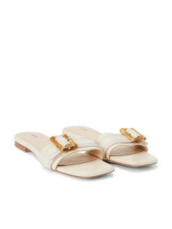 L'AGENCE Spring '24 Catalog|Sandals & Wedges|Aurelie Buckle Slide Sandal Ecru Leather