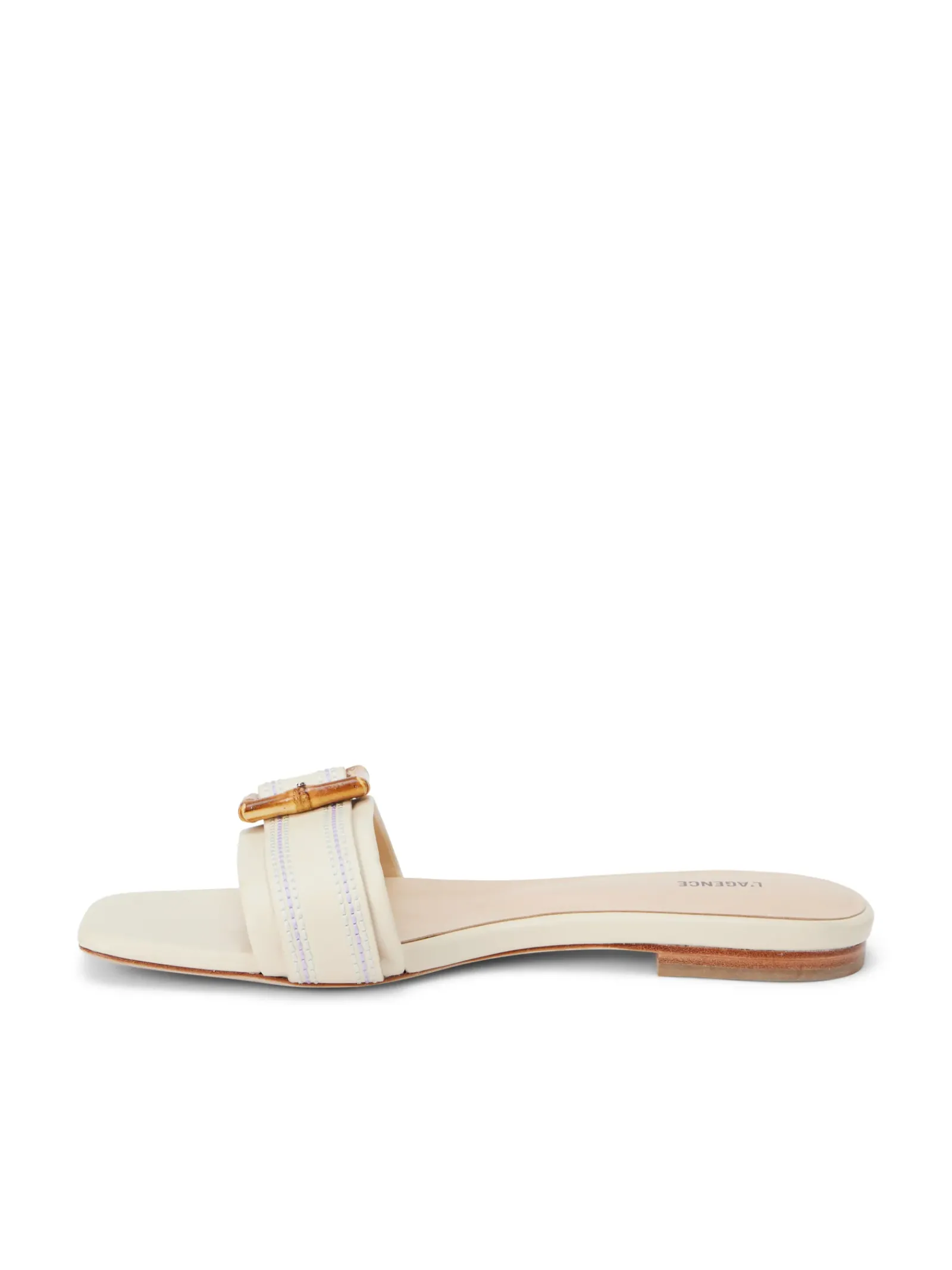 L'AGENCE Spring '24 Catalog|Sandals & Wedges|Aurelie Buckle Slide Sandal Ecru Leather