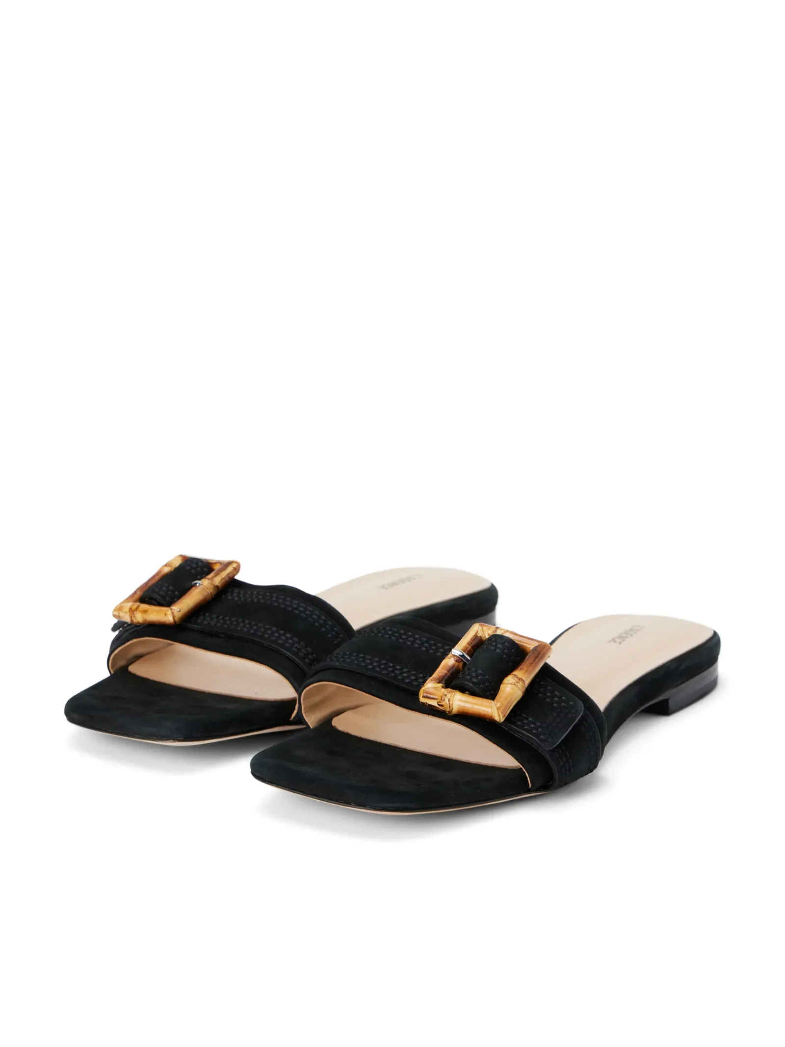 L'AGENCE Spring Collection|Sandals & Wedges|Aurelie Buckle Slide Sandal Black Nubuck