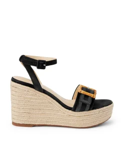 L'AGENCE Spring Collection|Heels & Pumps|Aurore Wedge Espadrille Black Leather