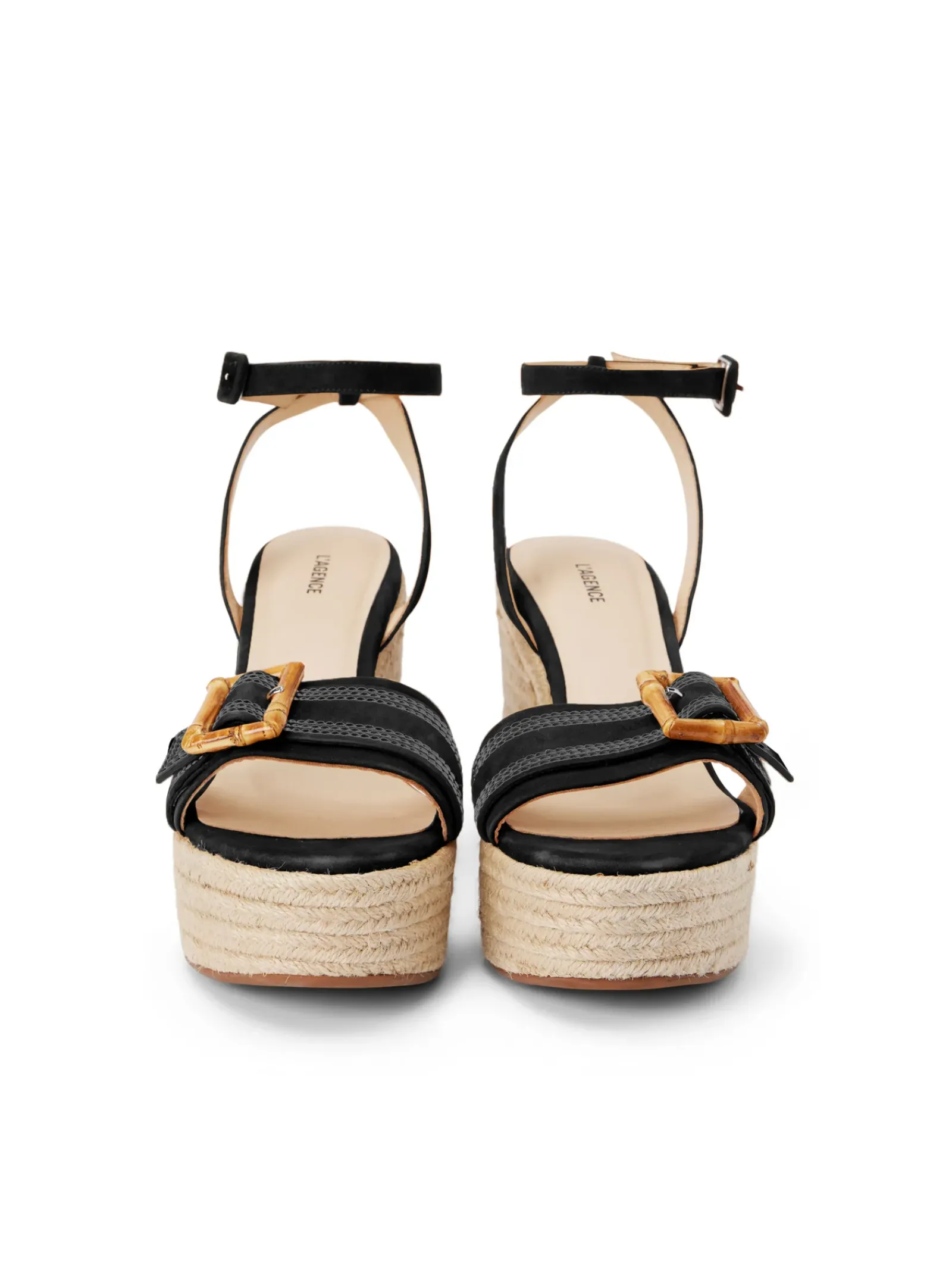 L'AGENCE Spring Collection|Heels & Pumps|Aurore Wedge Espadrille Black Leather