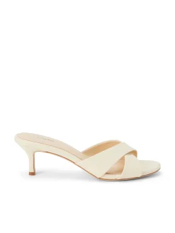 L'AGENCE Heels & Pumps|Spring Collection|Aveline Kitten-Heel Sandal Ecru Leather
