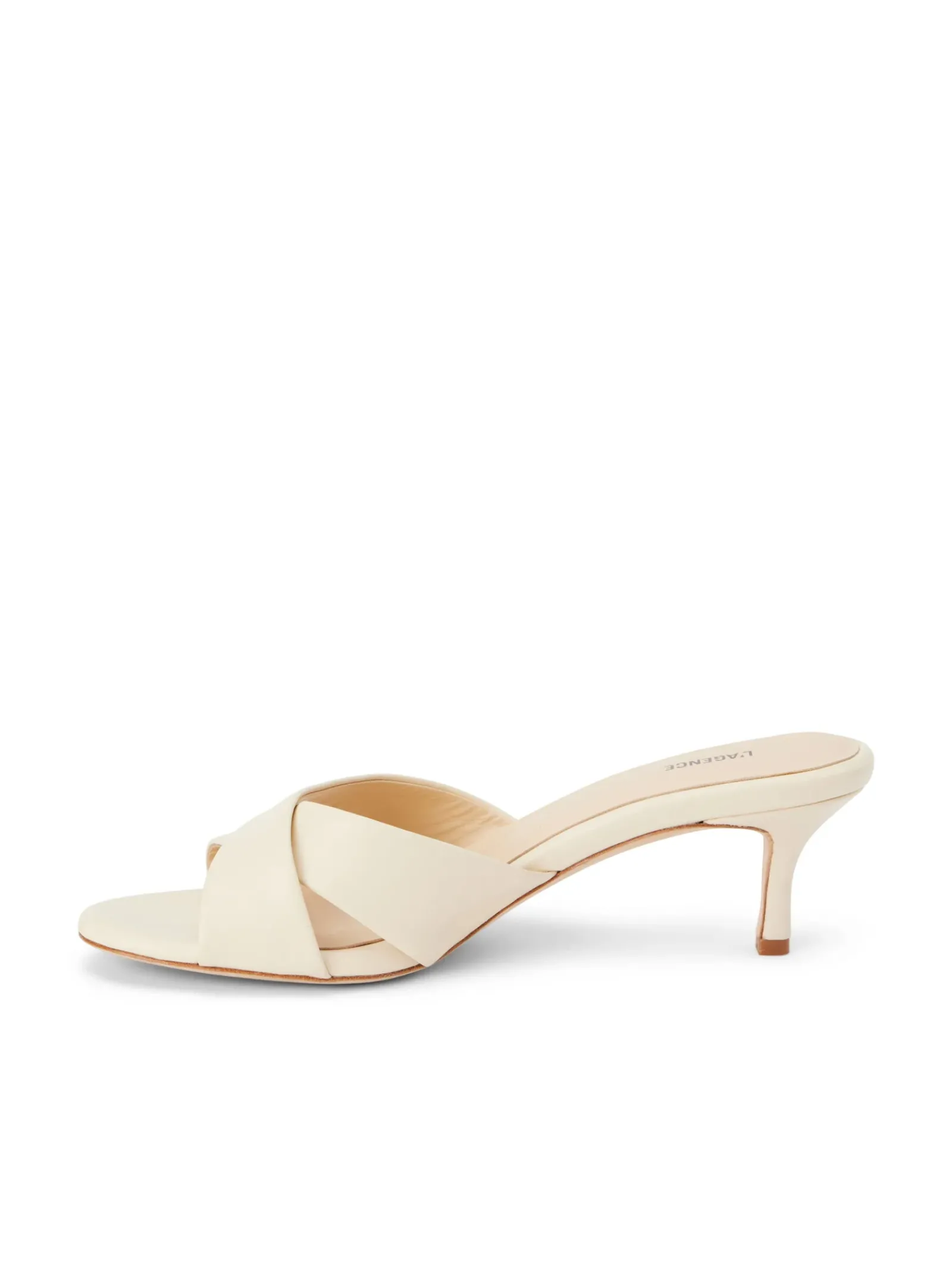 L'AGENCE Heels & Pumps|Spring Collection|Aveline Kitten-Heel Sandal Ecru Leather