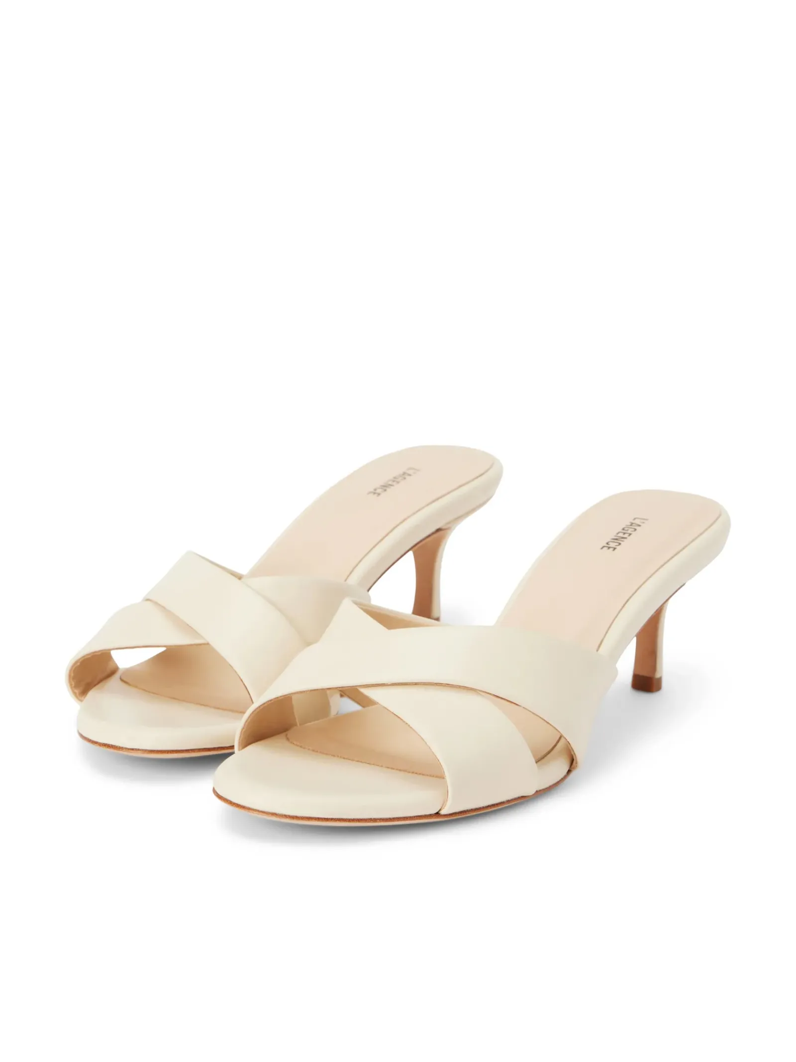 L'AGENCE Heels & Pumps|Spring Collection|Aveline Kitten-Heel Sandal Ecru Leather