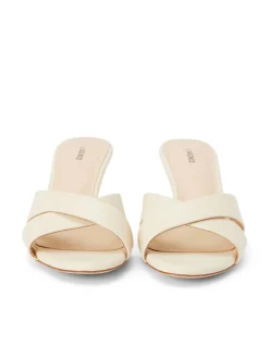 L'AGENCE Heels & Pumps|Spring Collection|Aveline Kitten-Heel Sandal Ecru Leather