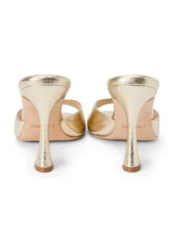L'AGENCE Spring '24 Catalog|Mules|Avery Leather Peep-Toe Mule Gold Metallic Leather