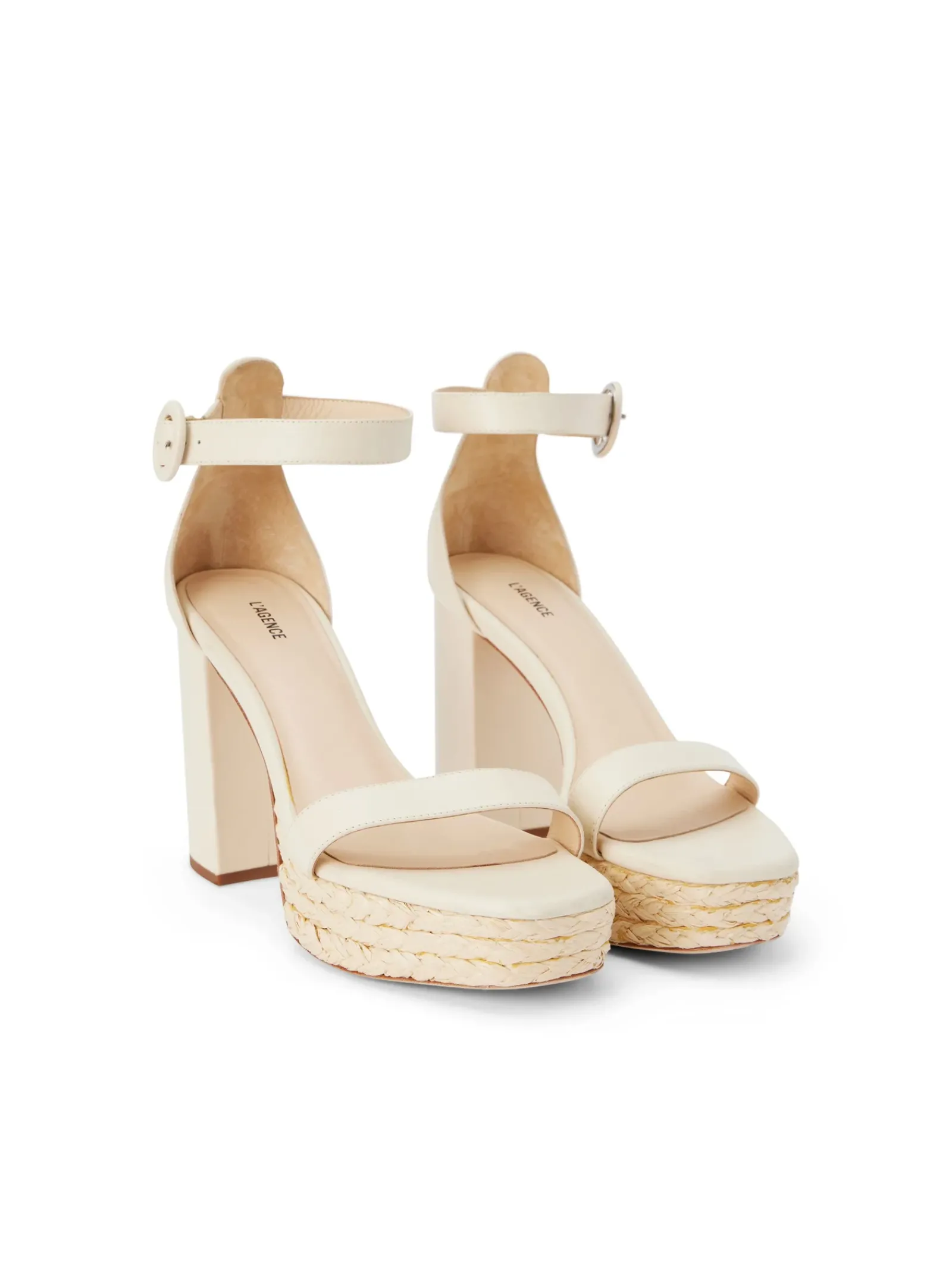 L'AGENCE Nouveau Whites|Spring Collection|Avia Leather Platform Sandal Ecru Leather